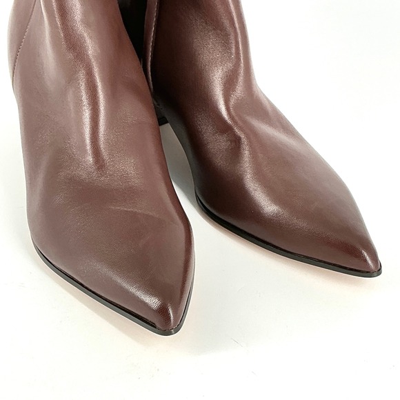 Nine West Size 9.5 Brown Leather Pointed Block Heel Ankle Boots NEW Maribu $149 - Picture 2 of 16